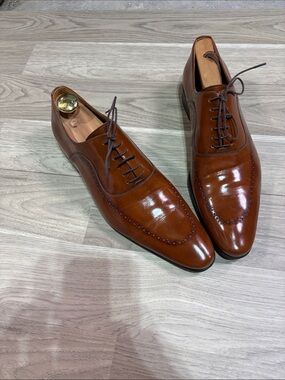 Classic Cognac Leather Derby Shoes for Men